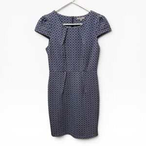 Darling Geometric Diamond Print Sheath Dress Womens Small Blue Red Excellent
